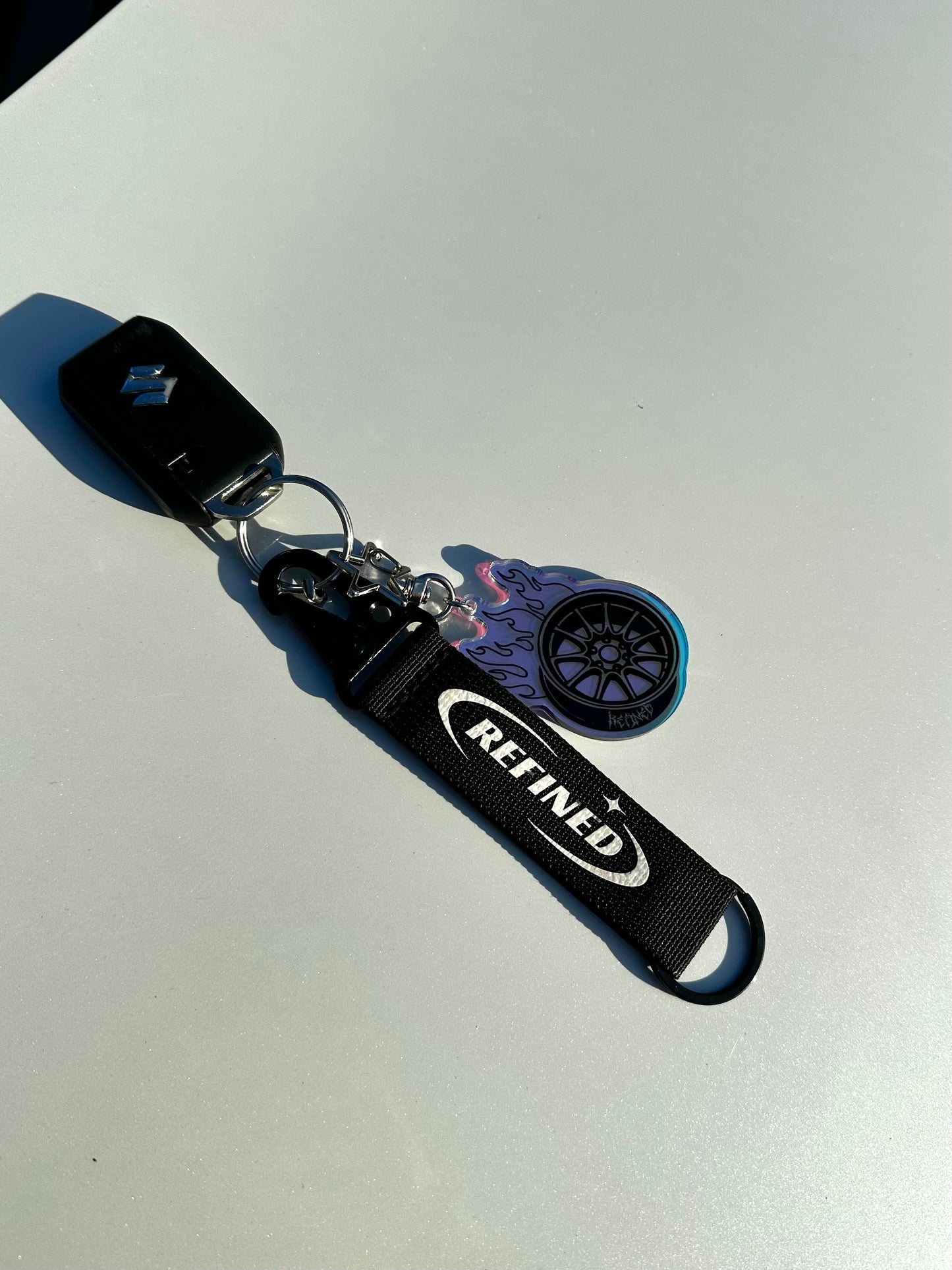 Refined Flame Wheel Keyring